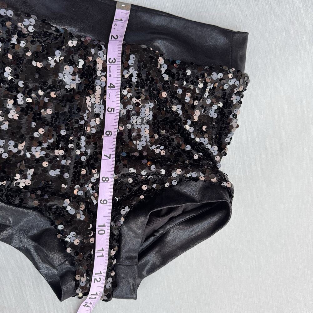 Balera Dance Wear Sequin Bottoms SA Black Small 4/6 High Waisted Faux Leather - Picture 6 of 7